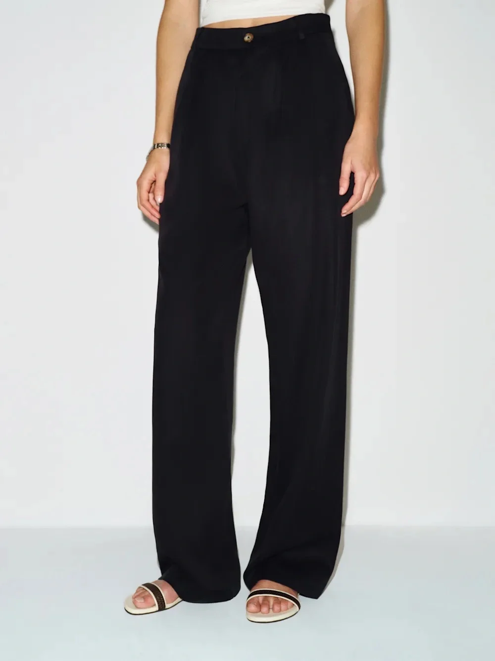 Reformation Black Mason Pant Wide-Leg Trousers - Picture 2 of 6
